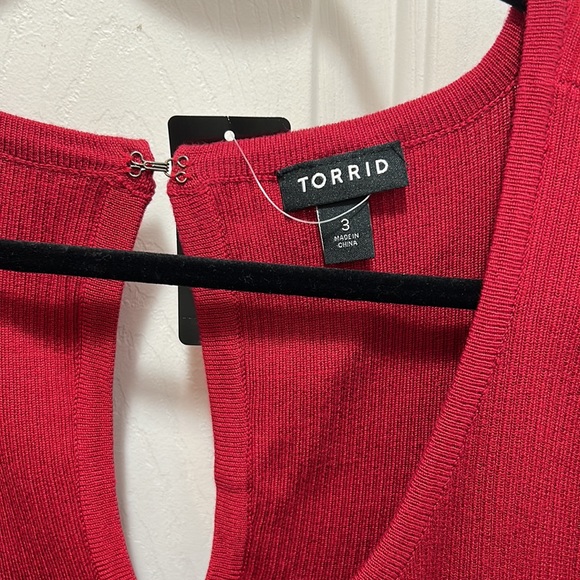 Torrid new women’s 3x knit dress, short sleeve raspberry red. - Picture 2 of 4
